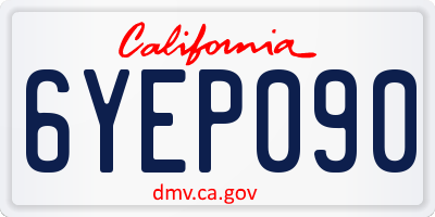 CA license plate 6YEP090