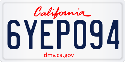 CA license plate 6YEP094
