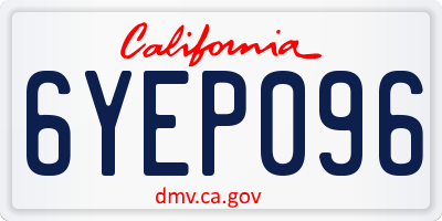 CA license plate 6YEP096