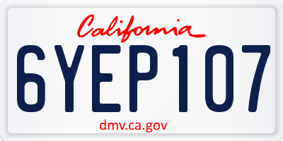CA license plate 6YEP107