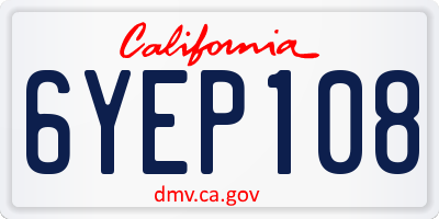 CA license plate 6YEP108