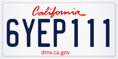 CA license plate 6YEP111