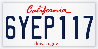 CA license plate 6YEP117