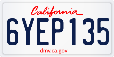 CA license plate 6YEP135