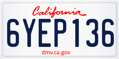 CA license plate 6YEP136
