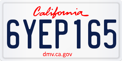 CA license plate 6YEP165