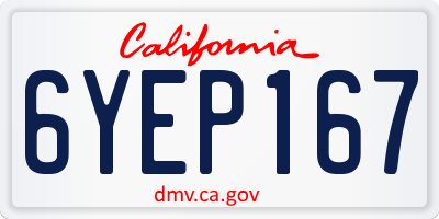 CA license plate 6YEP167