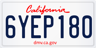 CA license plate 6YEP180