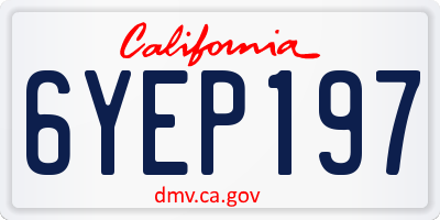 CA license plate 6YEP197