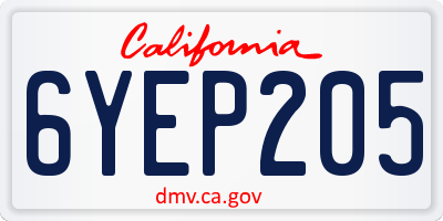 CA license plate 6YEP205