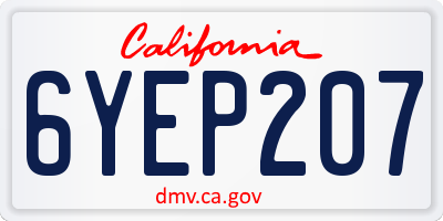 CA license plate 6YEP207