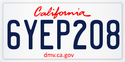 CA license plate 6YEP208