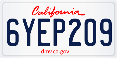 CA license plate 6YEP209