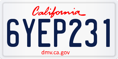 CA license plate 6YEP231