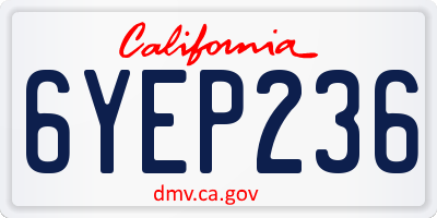 CA license plate 6YEP236