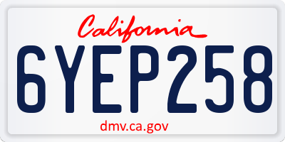 CA license plate 6YEP258