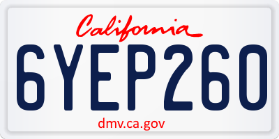 CA license plate 6YEP260