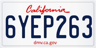 CA license plate 6YEP263