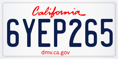 CA license plate 6YEP265