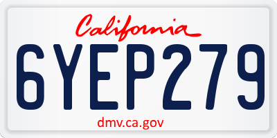 CA license plate 6YEP279