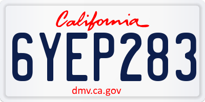 CA license plate 6YEP283