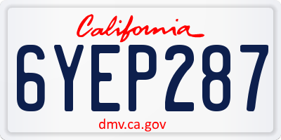 CA license plate 6YEP287