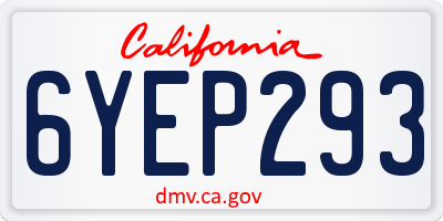 CA license plate 6YEP293