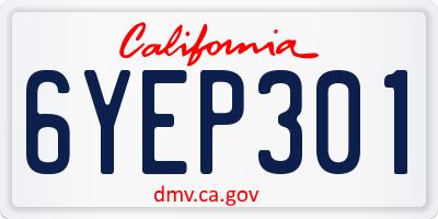 CA license plate 6YEP301