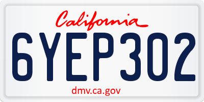 CA license plate 6YEP302