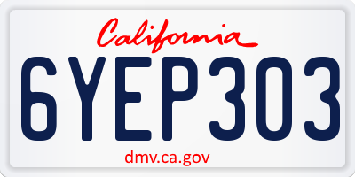 CA license plate 6YEP303