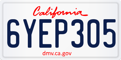 CA license plate 6YEP305