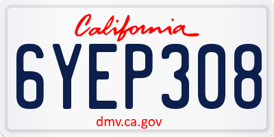 CA license plate 6YEP308