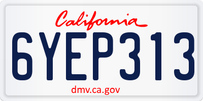 CA license plate 6YEP313