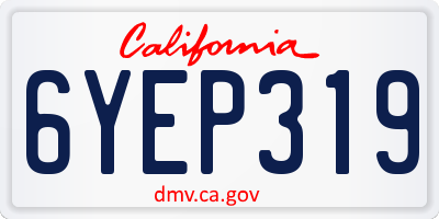 CA license plate 6YEP319