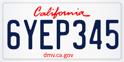 CA license plate 6YEP345