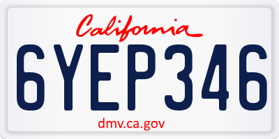 CA license plate 6YEP346
