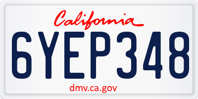 CA license plate 6YEP348