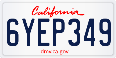 CA license plate 6YEP349