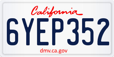 CA license plate 6YEP352