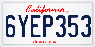 CA license plate 6YEP353