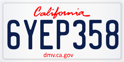 CA license plate 6YEP358