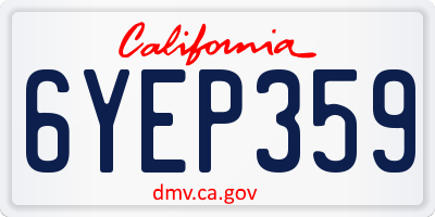 CA license plate 6YEP359