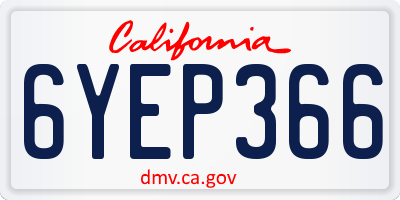 CA license plate 6YEP366