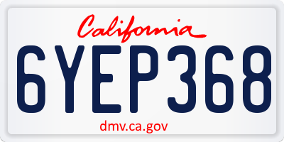 CA license plate 6YEP368