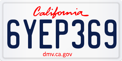 CA license plate 6YEP369
