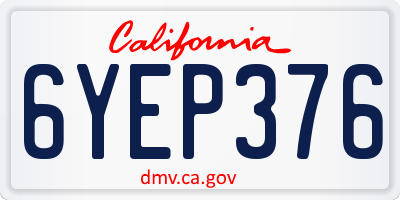 CA license plate 6YEP376
