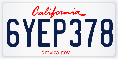 CA license plate 6YEP378