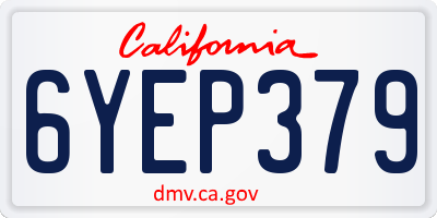 CA license plate 6YEP379