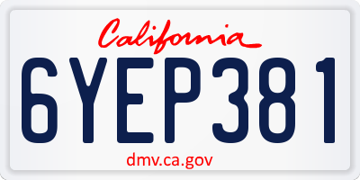 CA license plate 6YEP381