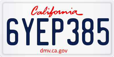 CA license plate 6YEP385